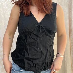 Black Satin Tank Top